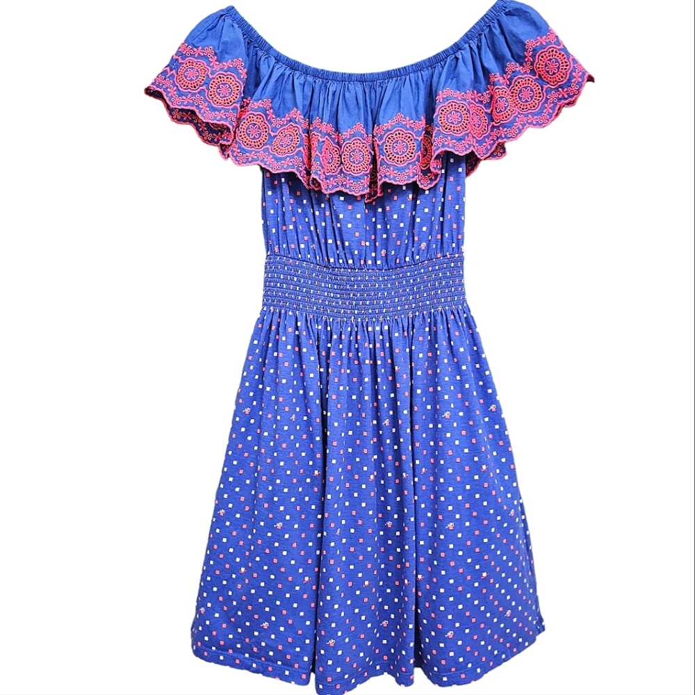 Nwot Lilly Pulitzer Kalama Off the Shoulder Blue Borealis Squared Dress - Picture 5 of 16